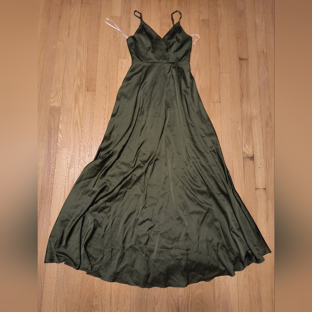 Olive green formal gown w. Slit